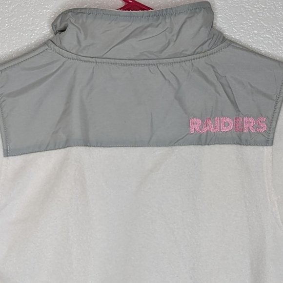 Rare Vintage Girls NFL Raider Jacket Cream & Gray w/Pink Embroidered Logos (L) - Picture 3 of 7